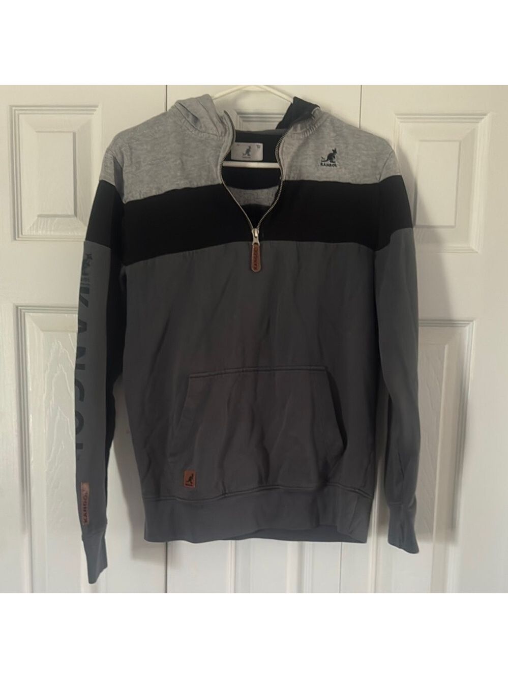 Kangol Gray and Black Zip Up Hoodie with Sporty Design
